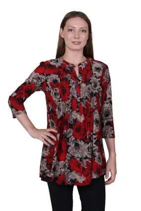 La Cera Midnight Roses Print Tunic