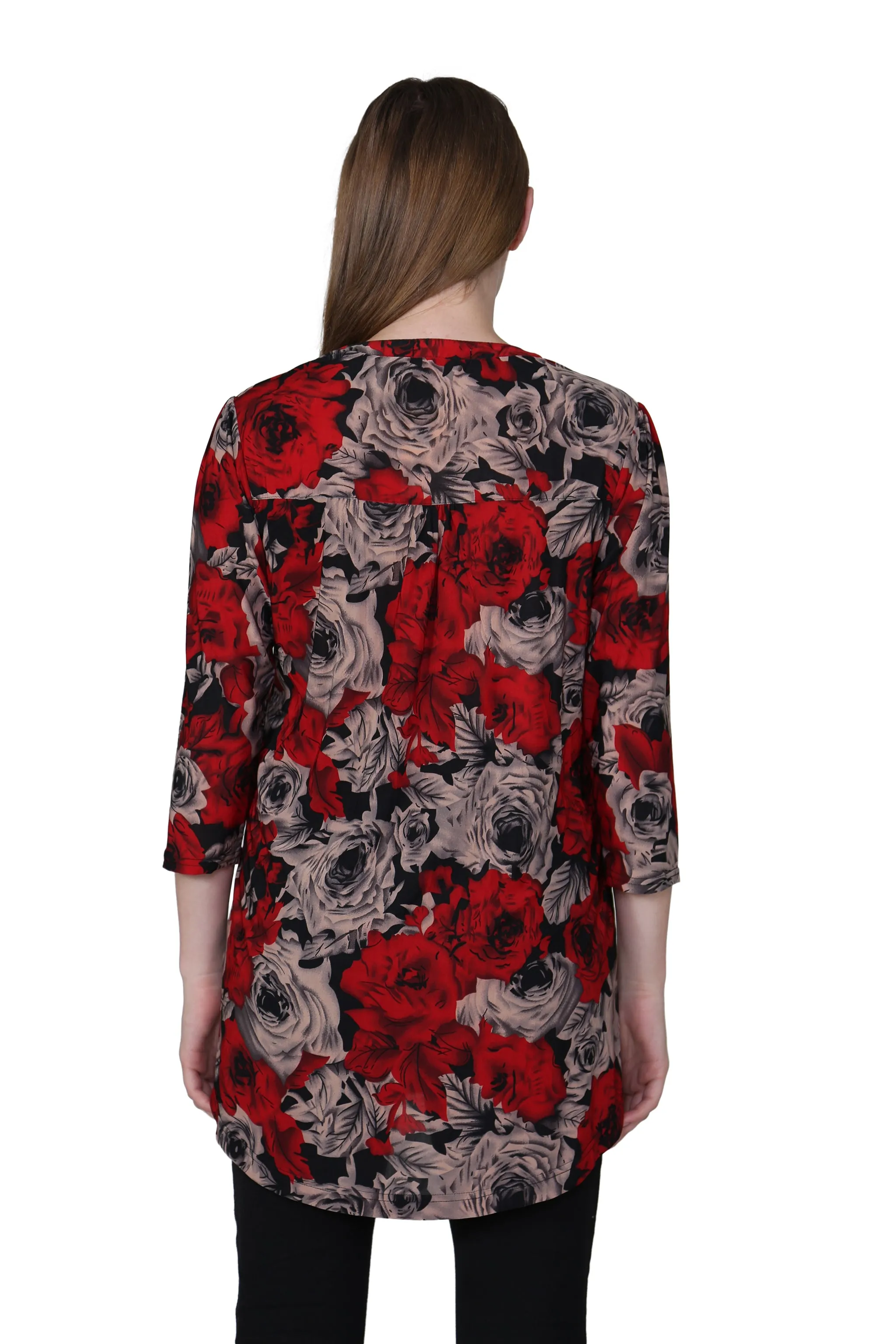 La Cera Midnight Roses Print Tunic