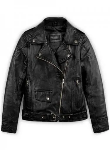 Latest Biker Style Celebrity Leather Jacket For Women, Black Leather Ladies Jacket