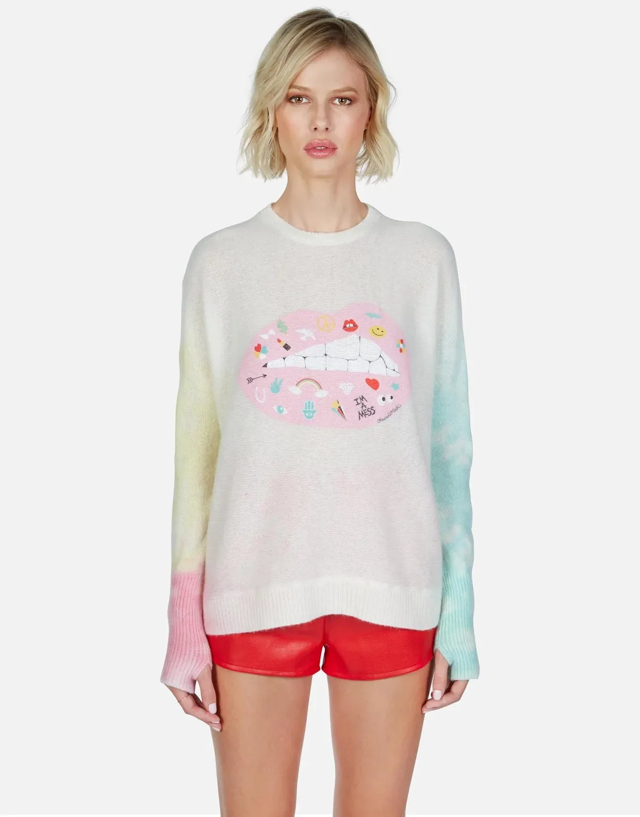 Lauren Moshi Ladona Elements Lip Cashmere Sweater