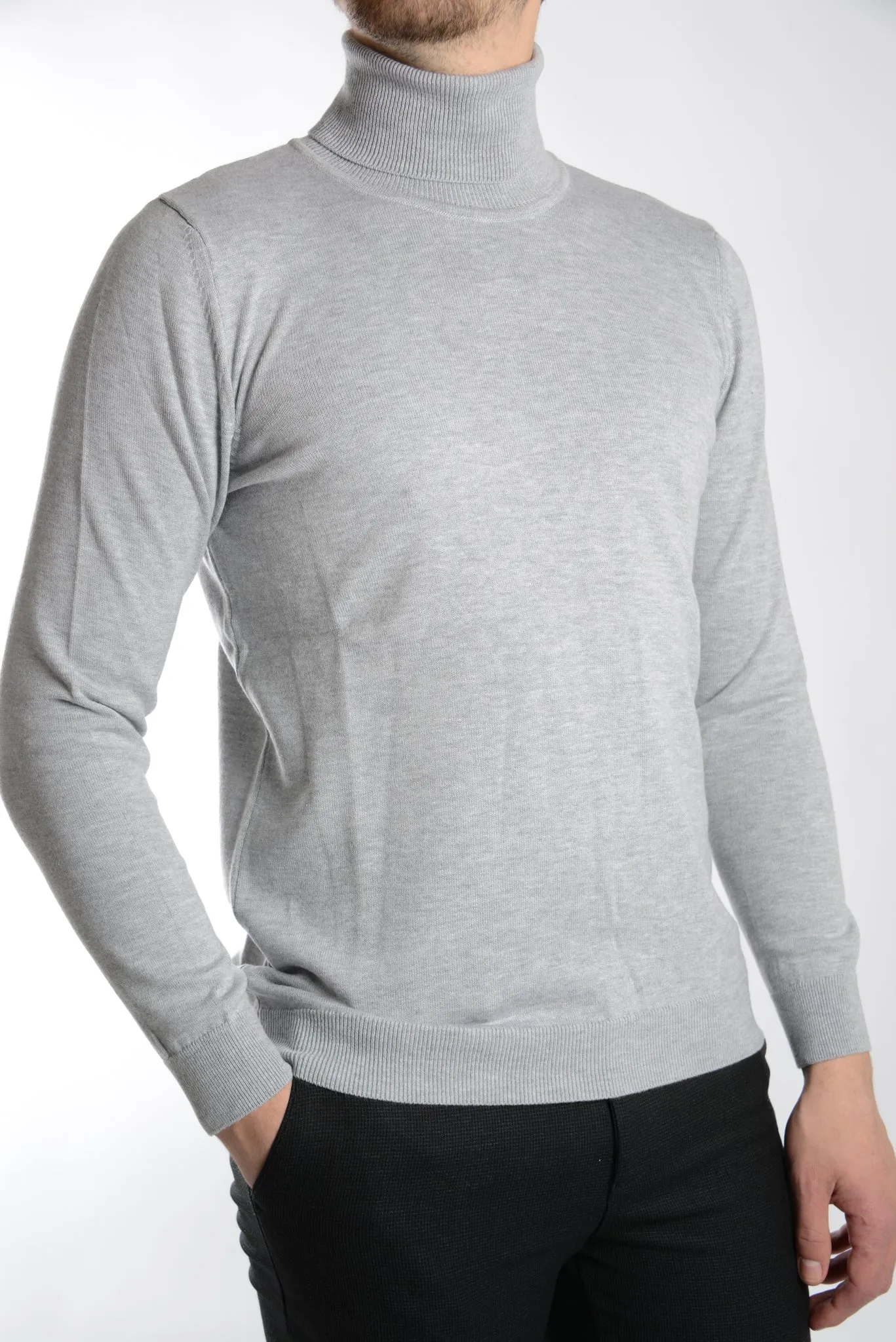 Leeds Slim Fit Heathered Turtleneck Euro Sweater