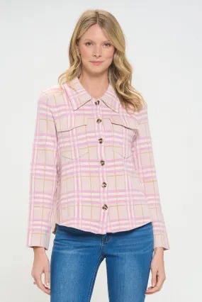 Lilac Hue Checkered Knit Coat