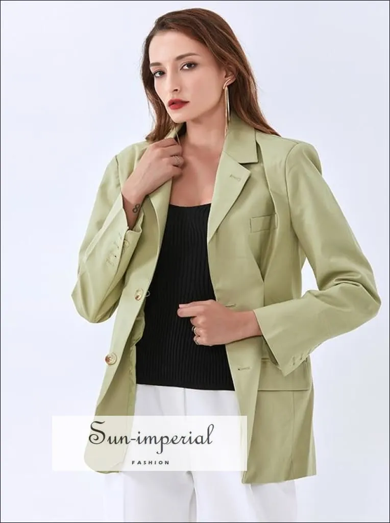 Long Sleeve Black  Women Blazer Coat