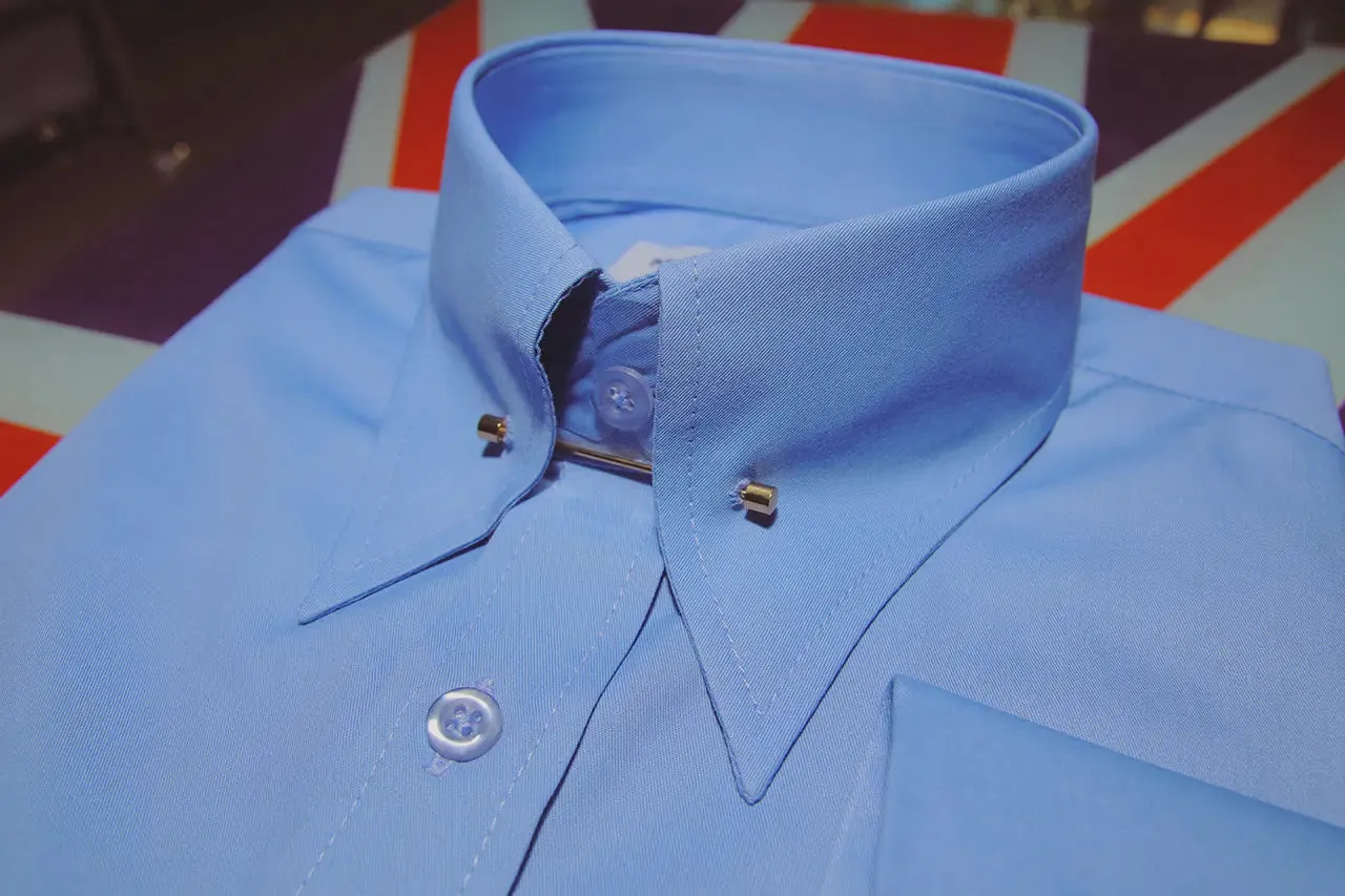 Men's Pin Collar Shirt - Sky Blue Pin Collar Shirt