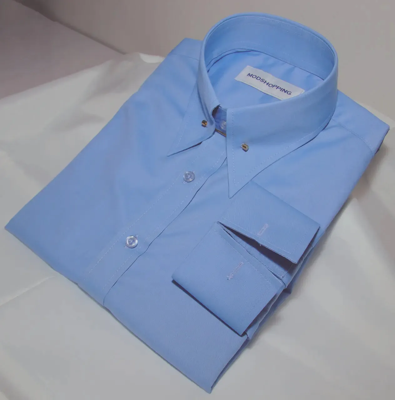 Men's Pin Collar Shirt - Sky Blue Pin Collar Shirt