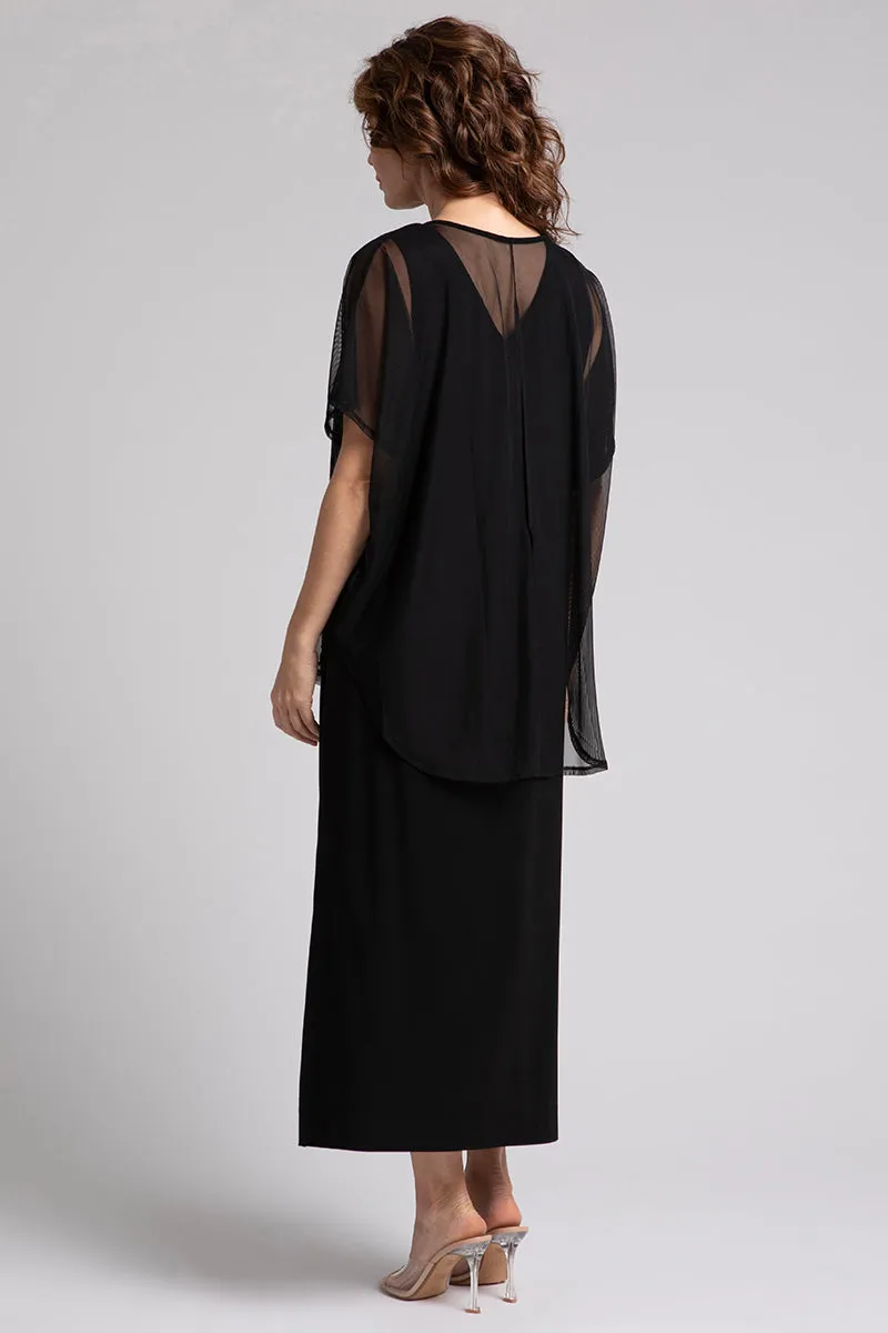 Mesh Slit Back Tunic | Black