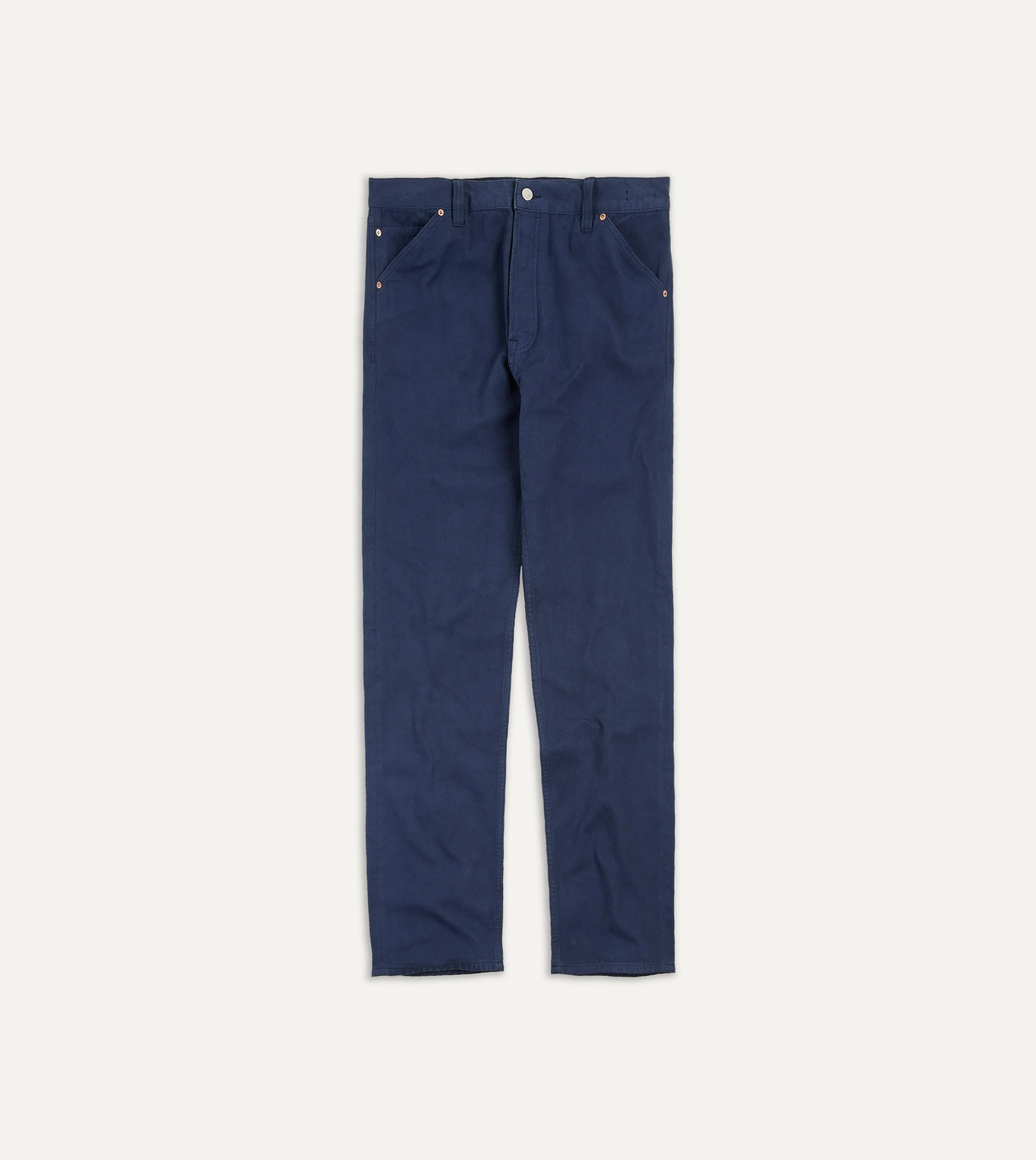 Navy Lightweight Cotton Canvas Five-Pocket Jeans