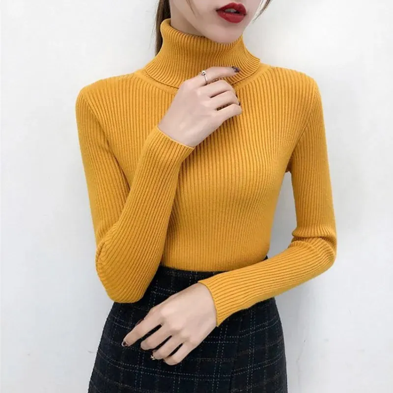 One-Size Ribbed Turtleneck (Yellow)