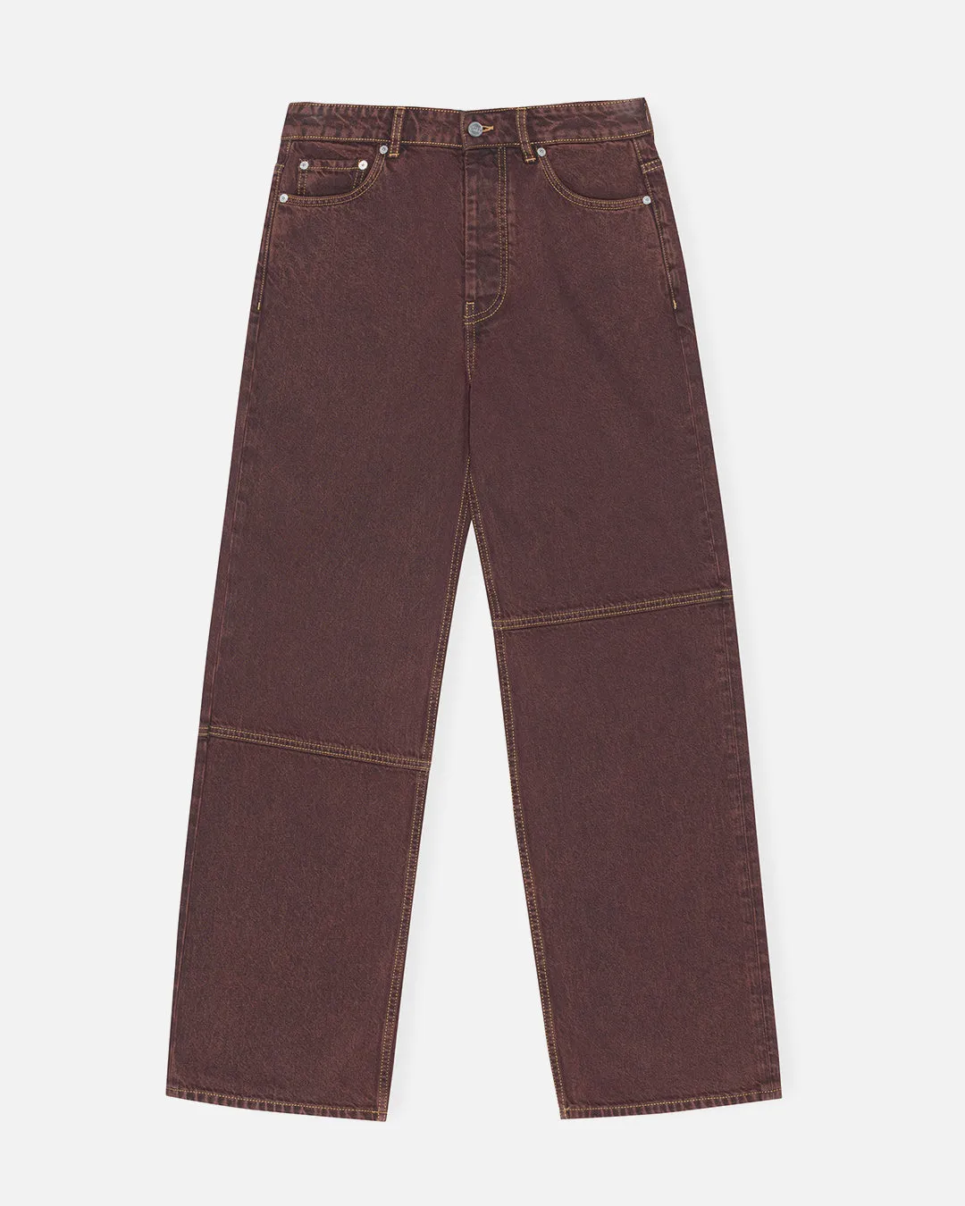 Oversized Bleach Denim Izey Jeans - Chocolate