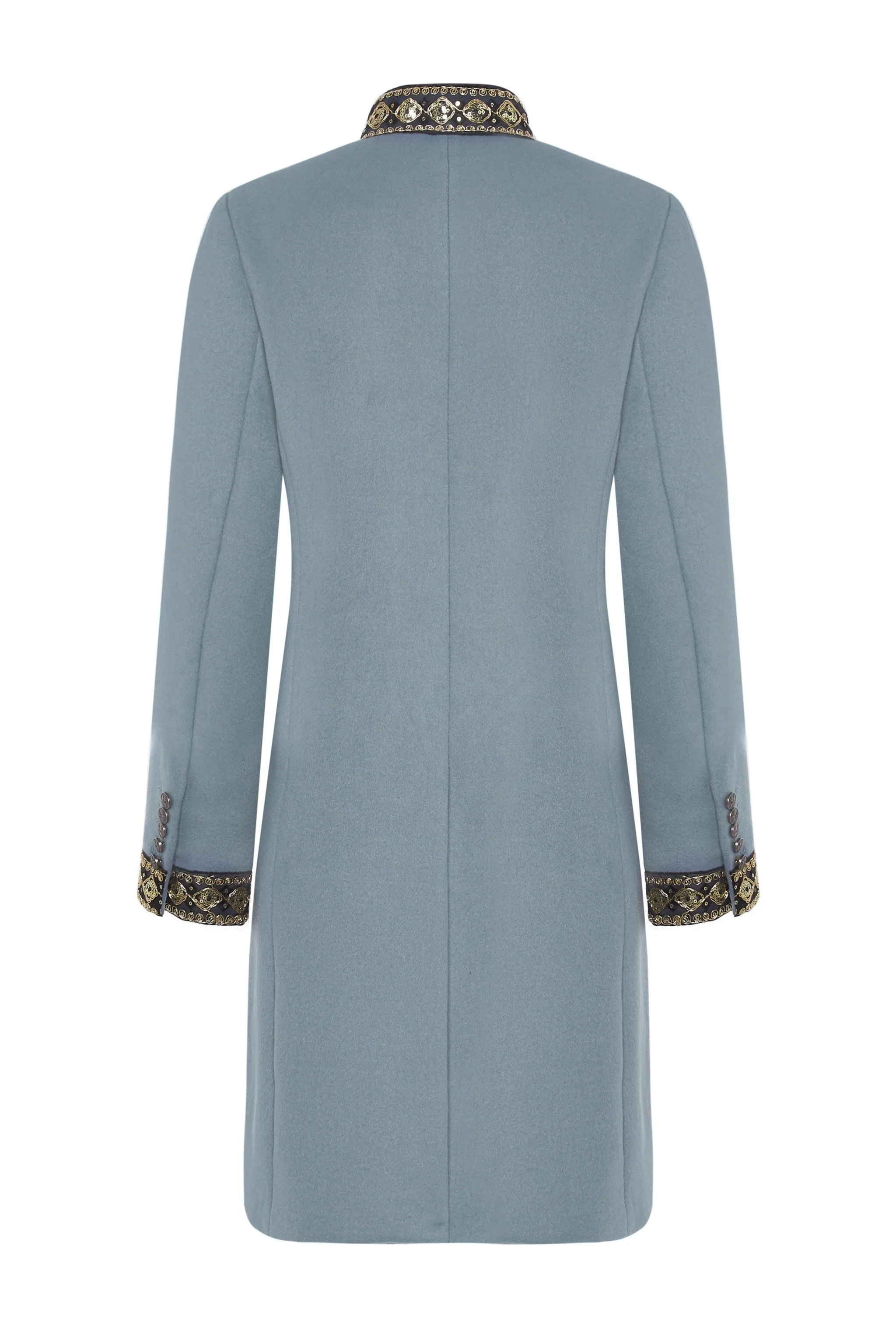 Oxford Wool Coat -Pale Blue Wool Coat - 50% OFF