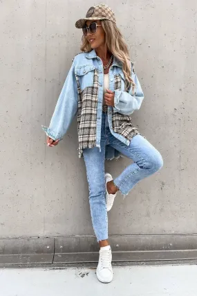 Patchwork Plaid Denim Jacket