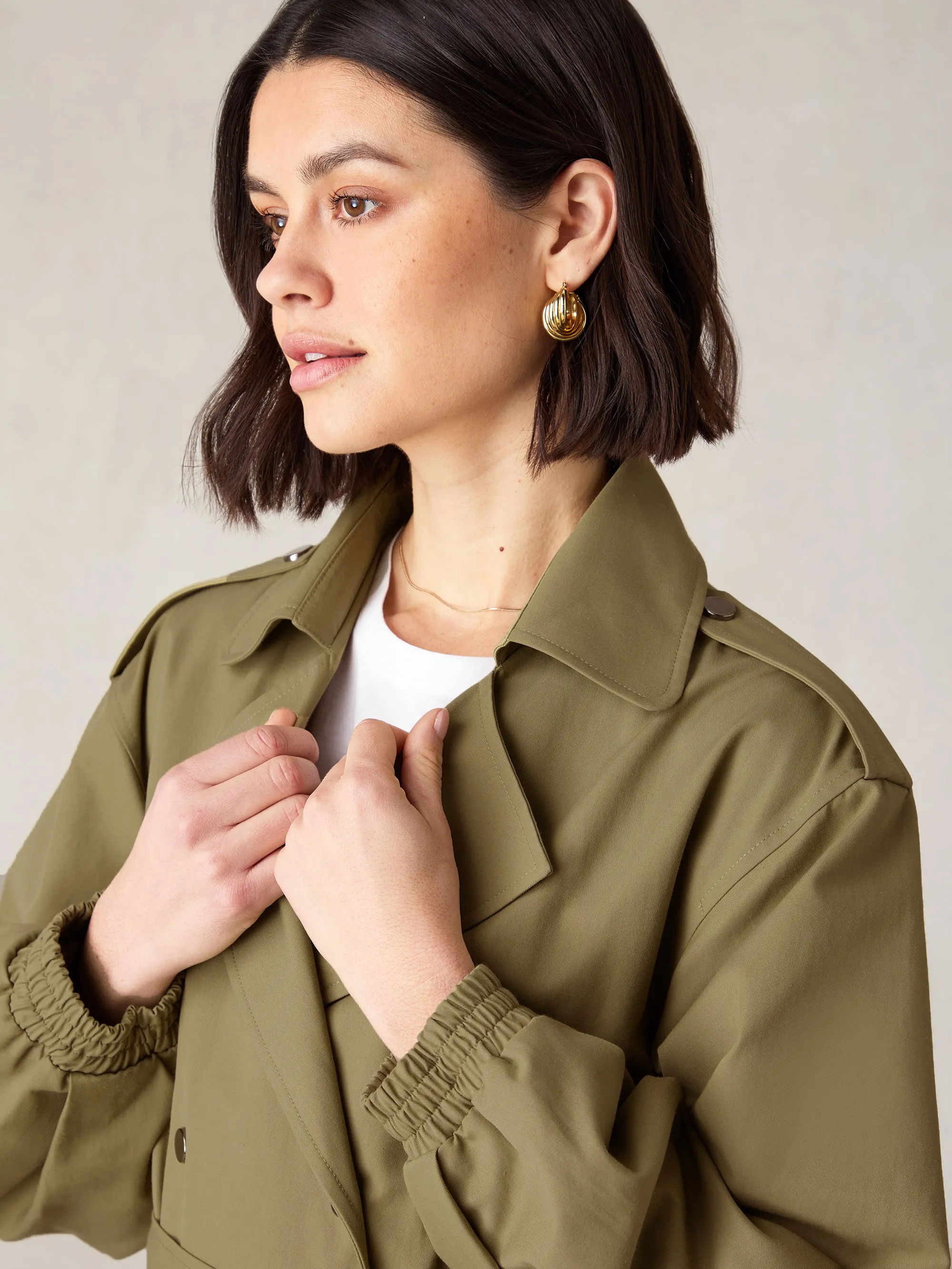 Petite Khaki Belted Trench Coat