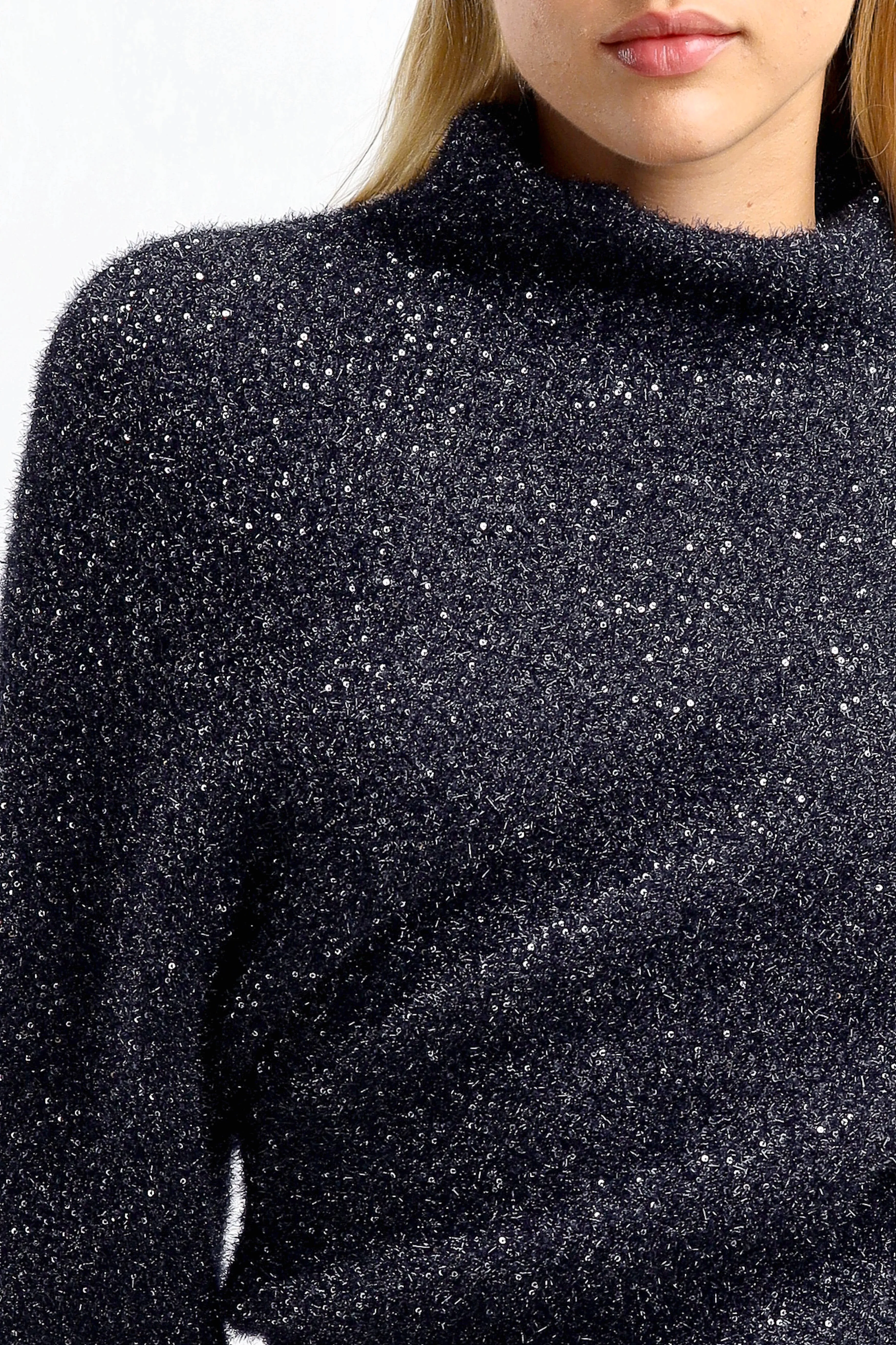 Pullover Technical Sequin in Navy