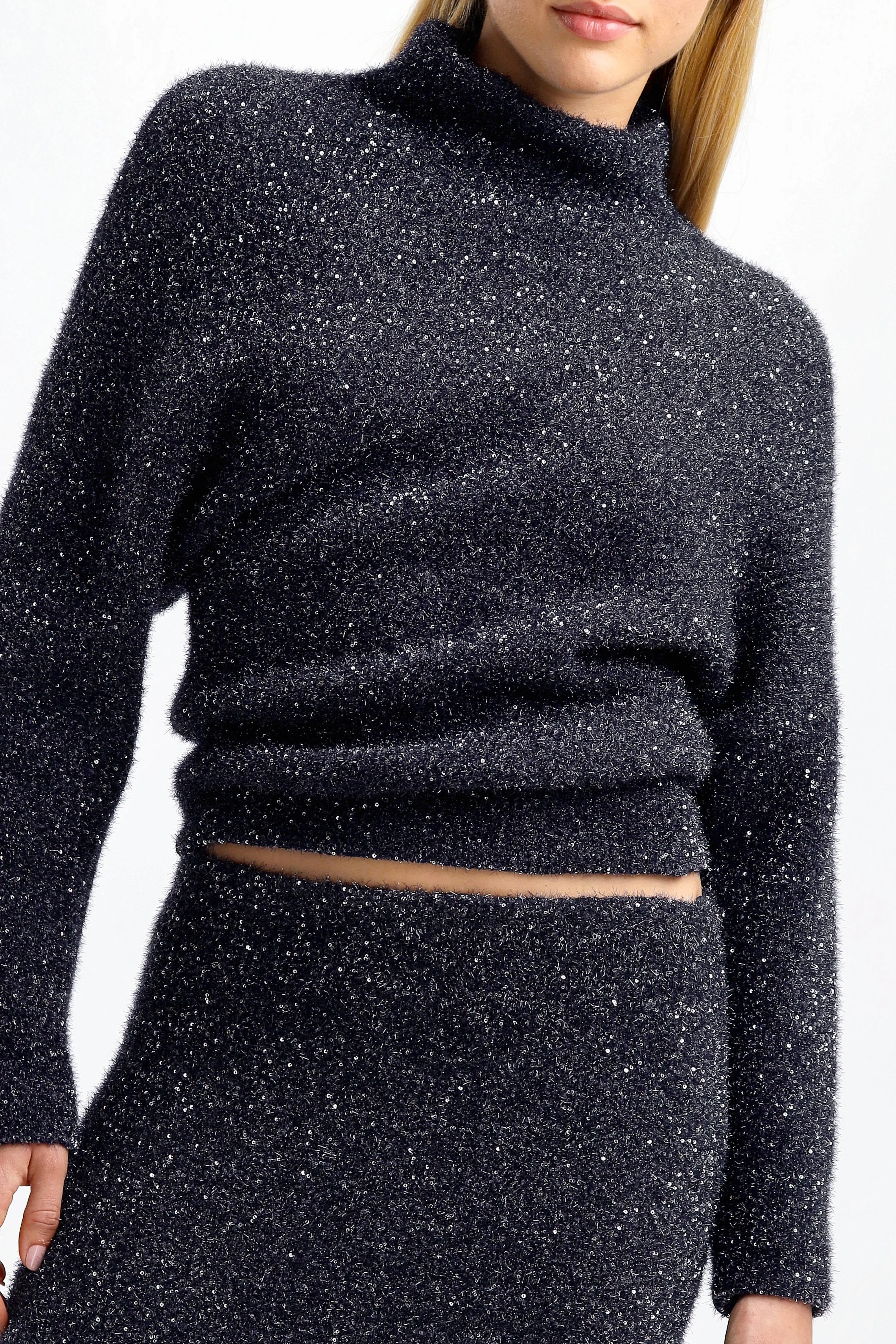 Pullover Technical Sequin in Navy