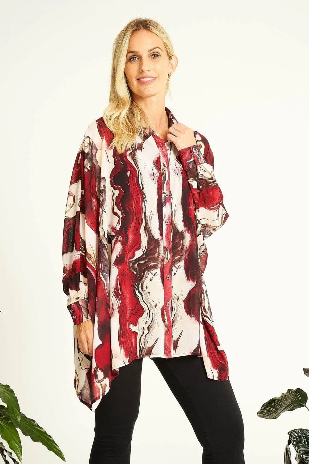 Saloos Oversize Marble Print Blouse