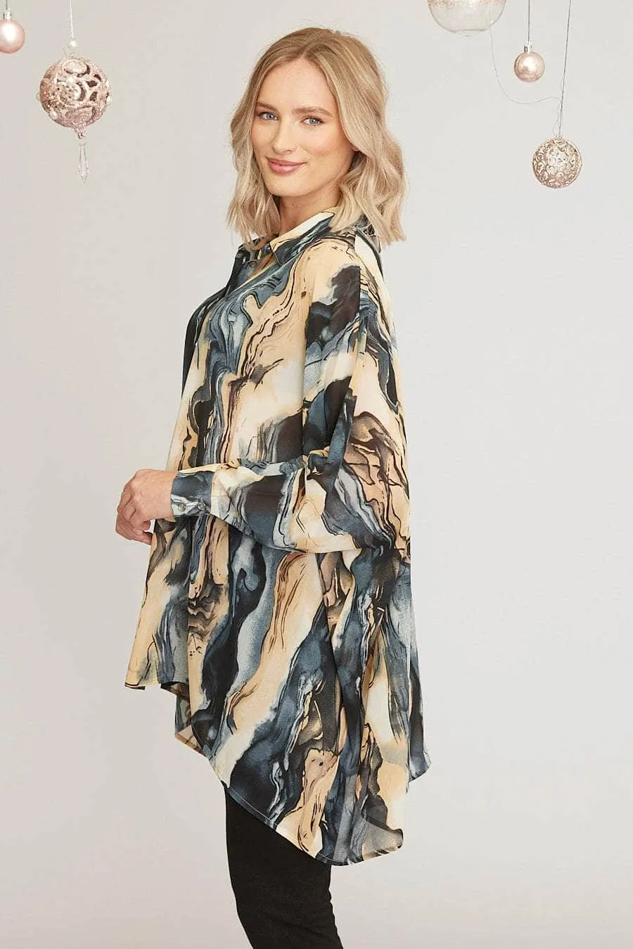 Saloos Oversize Marble Print Blouse