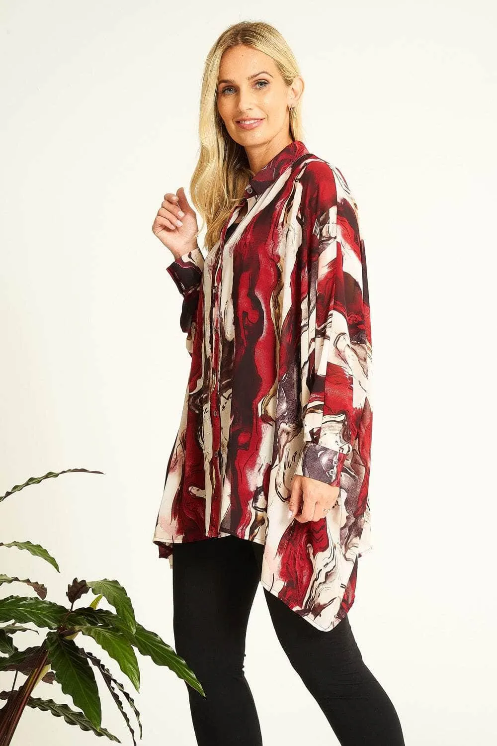 Saloos Oversize Marble Print Blouse