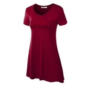 Short Sleeve Tunic Top BURGUNDY