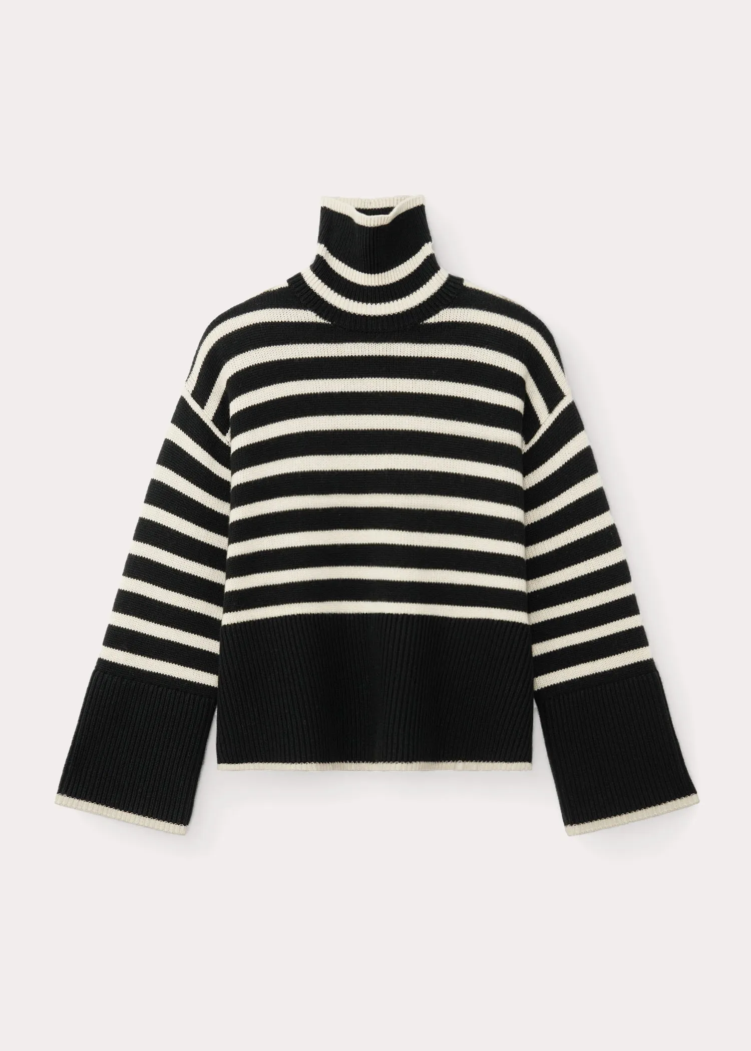 Signature stripe turtleneck black