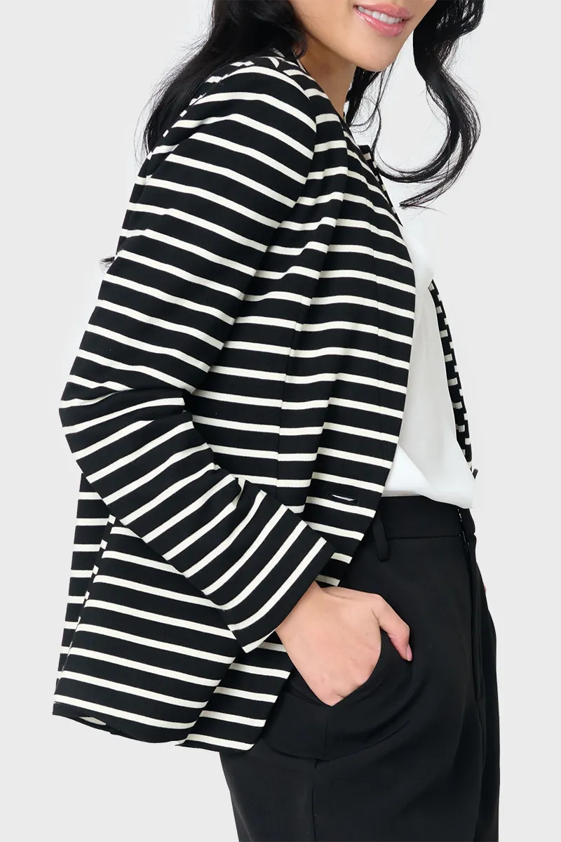 Striped Notch Collar Blazer