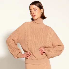 Treasure Turtleneck Cable Knit - Tan