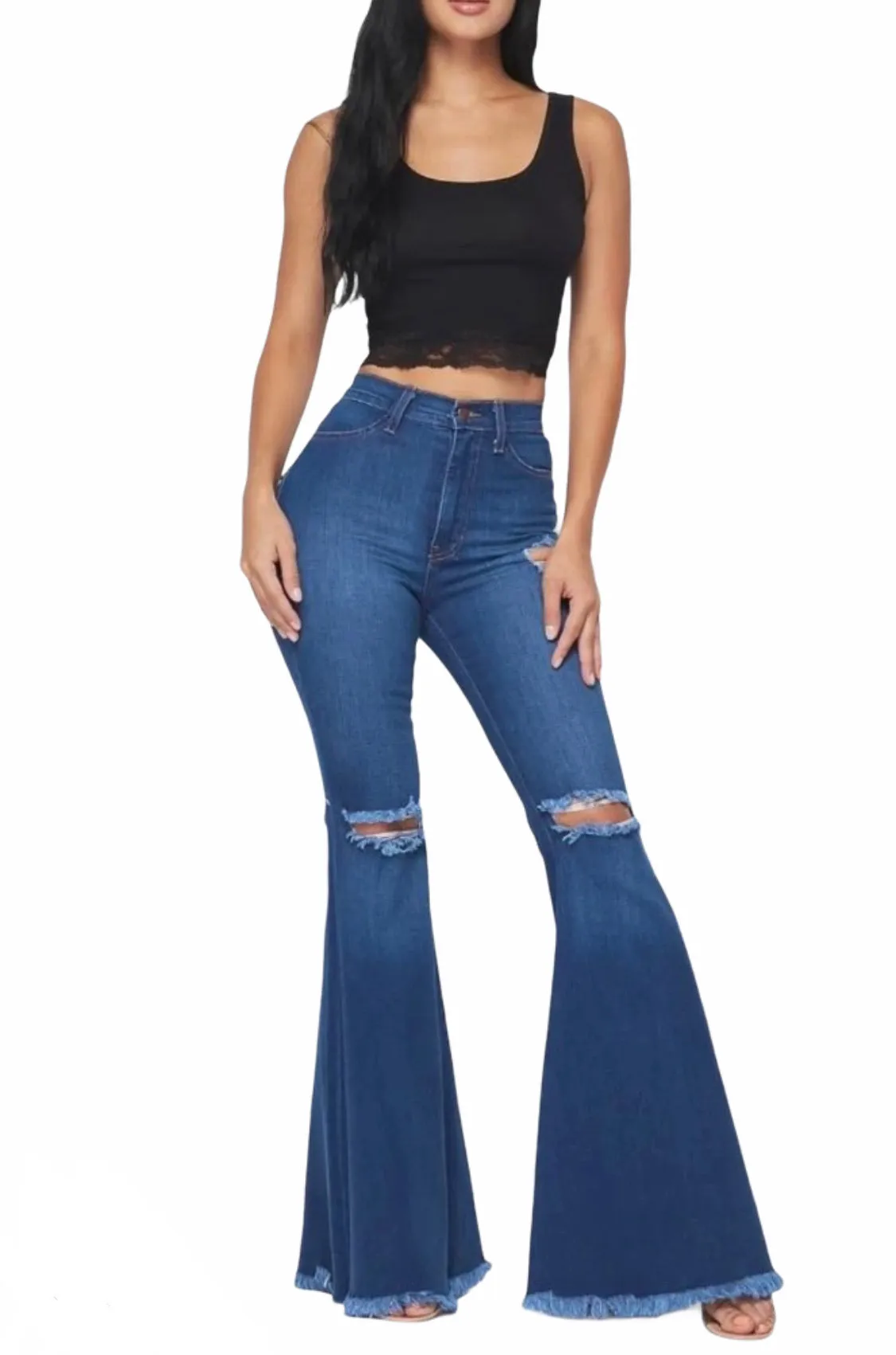 Vibrant Stretch Flare Jeans (Dark Stone) P1115