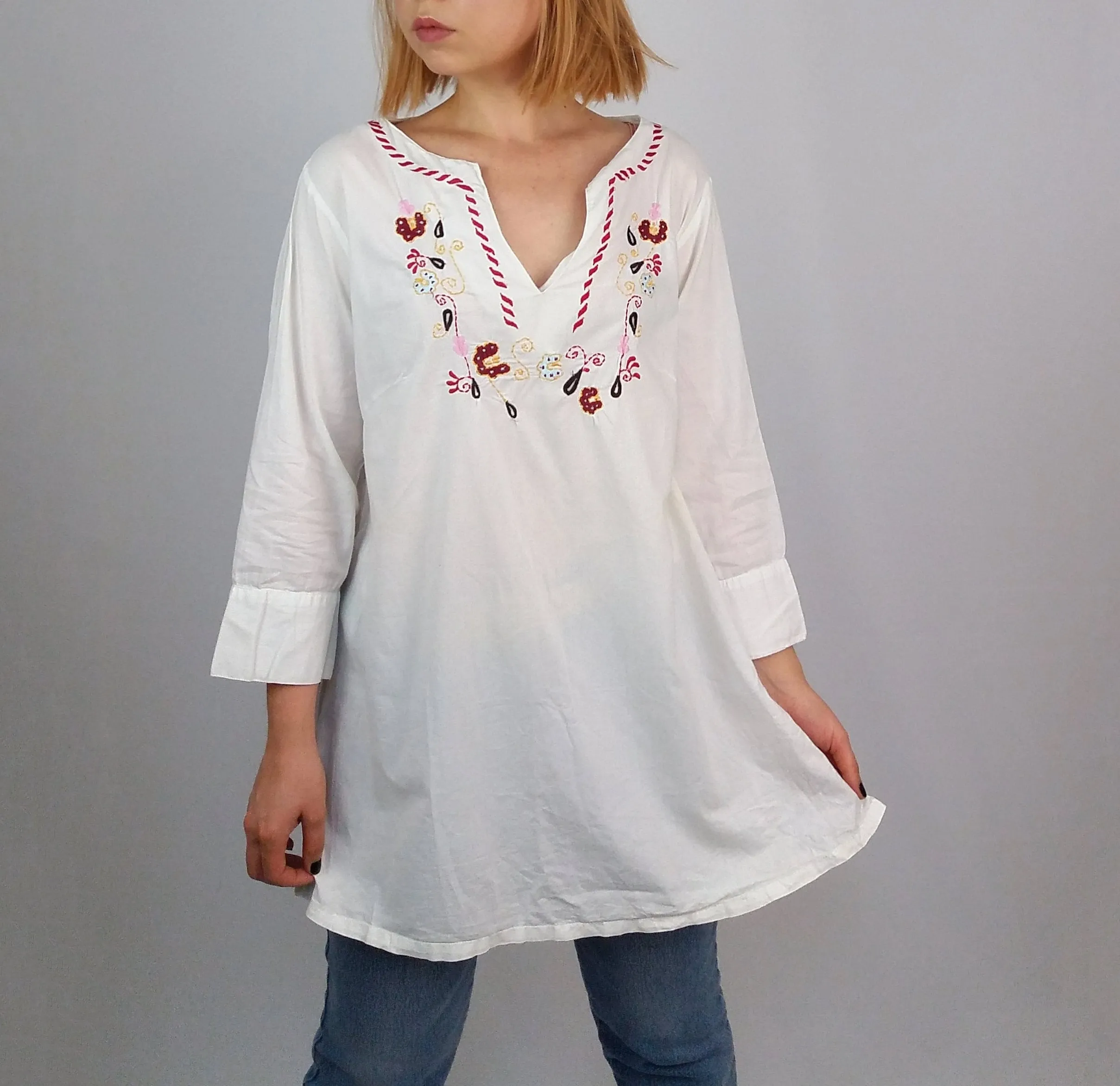 White Tunic Blouse Beach Top Kaftan