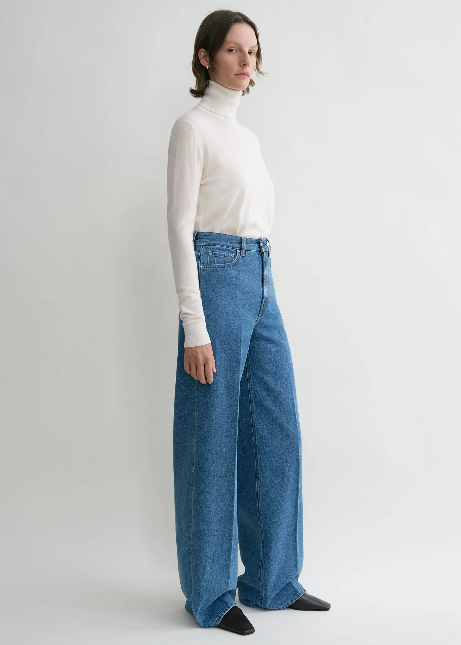 Wide leg denim vibrant blue