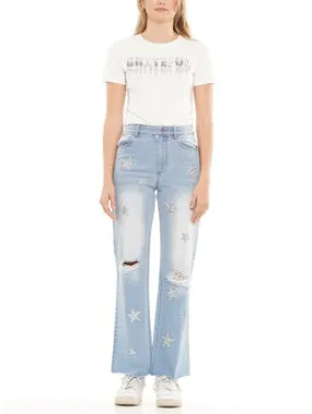 Willa Flare Denim Jeans w/Stars