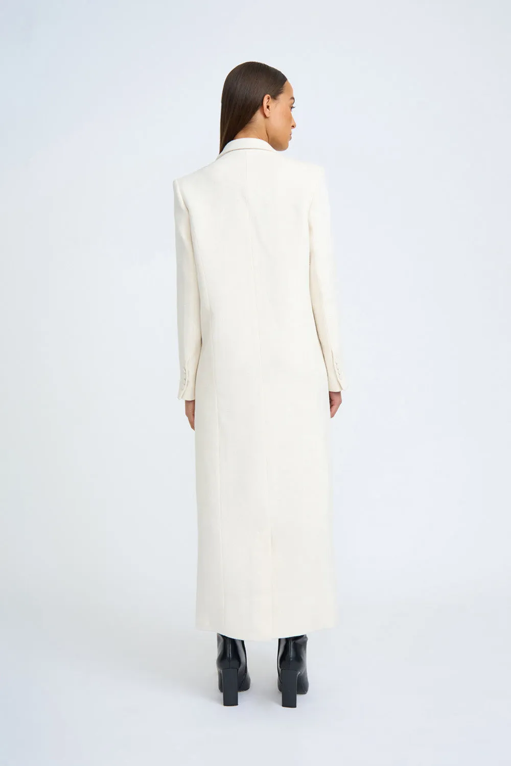 Long-Line Ivory Coat by Winona - Luxurious and Elegant