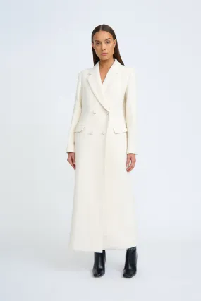 Long-Line Ivory Coat by Winona - Luxurious and Elegant