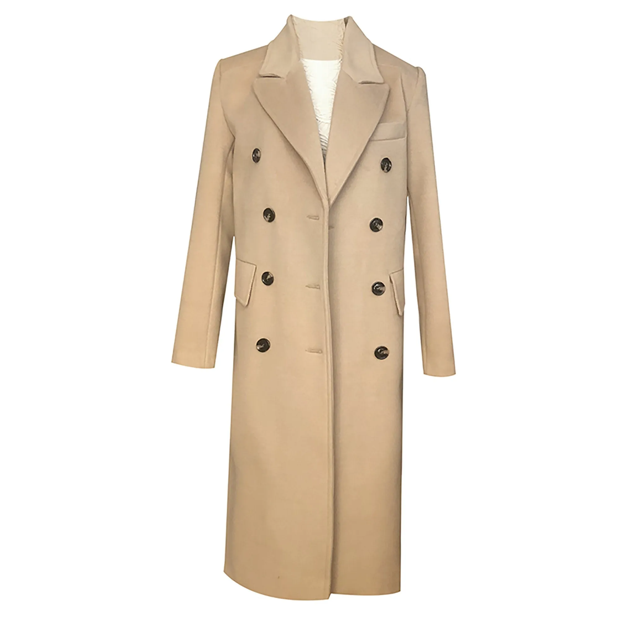 Women Camel Wool Coat,Double breasted Wool Long Coat,Winter coat women,Reefer Coat,Long Wool Coat,Thicken Woolen Coat,Plus size Overcoat