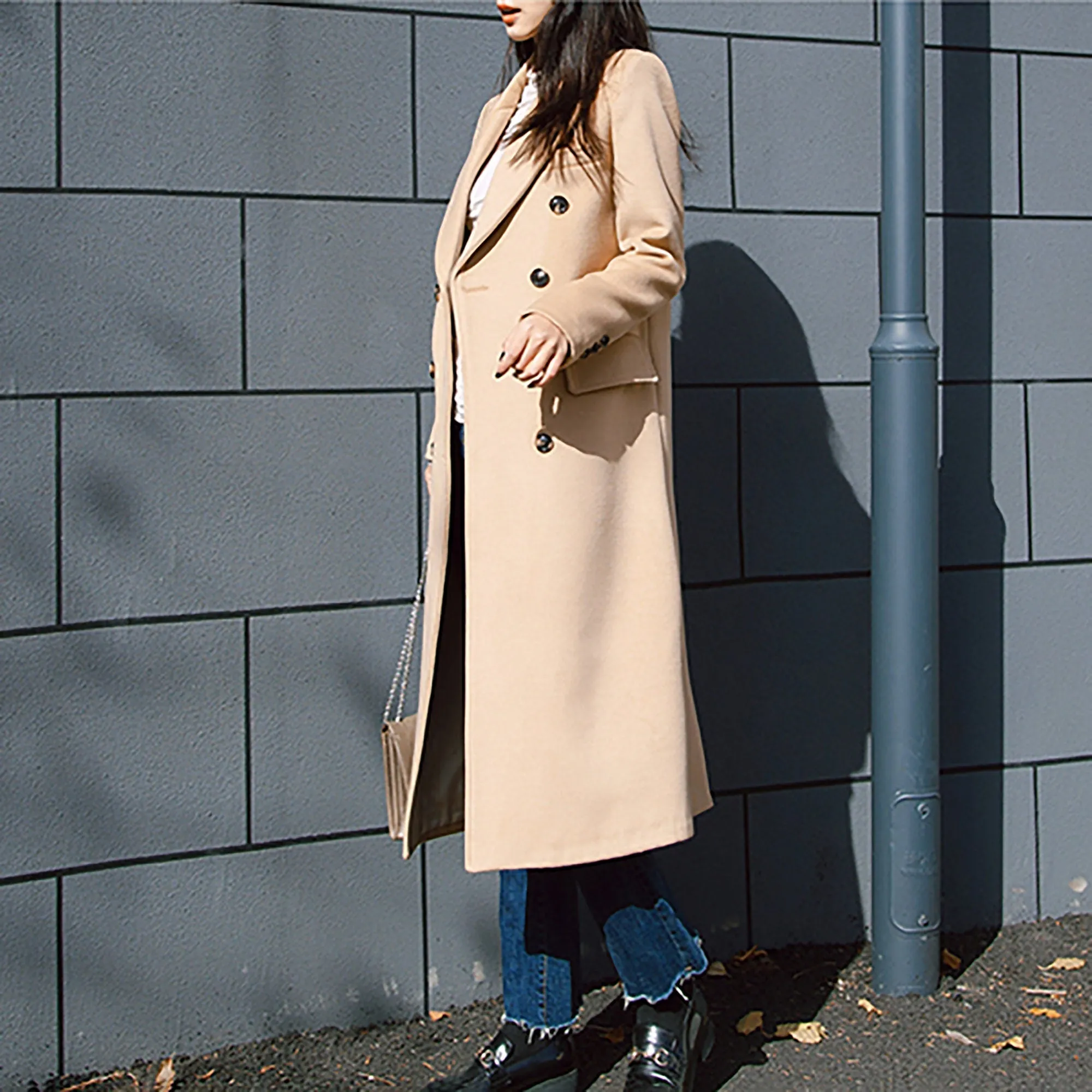 Women Camel Wool Coat,Double breasted Wool Long Coat,Winter coat women,Reefer Coat,Long Wool Coat,Thicken Woolen Coat,Plus size Overcoat