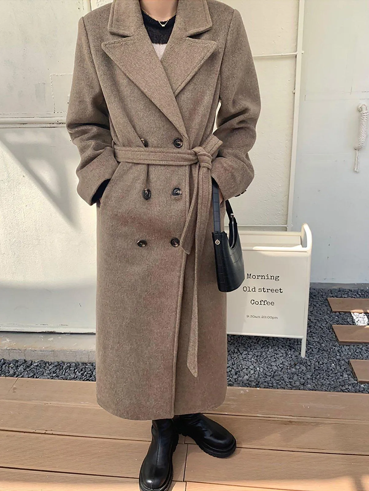 Women Long Maxi Wool Coat,Coffee Wool Long Coat,Black Full length Wool overcoat,Winter Coat women,Thicken Woolen Coat,Plus Size Reefer Coat