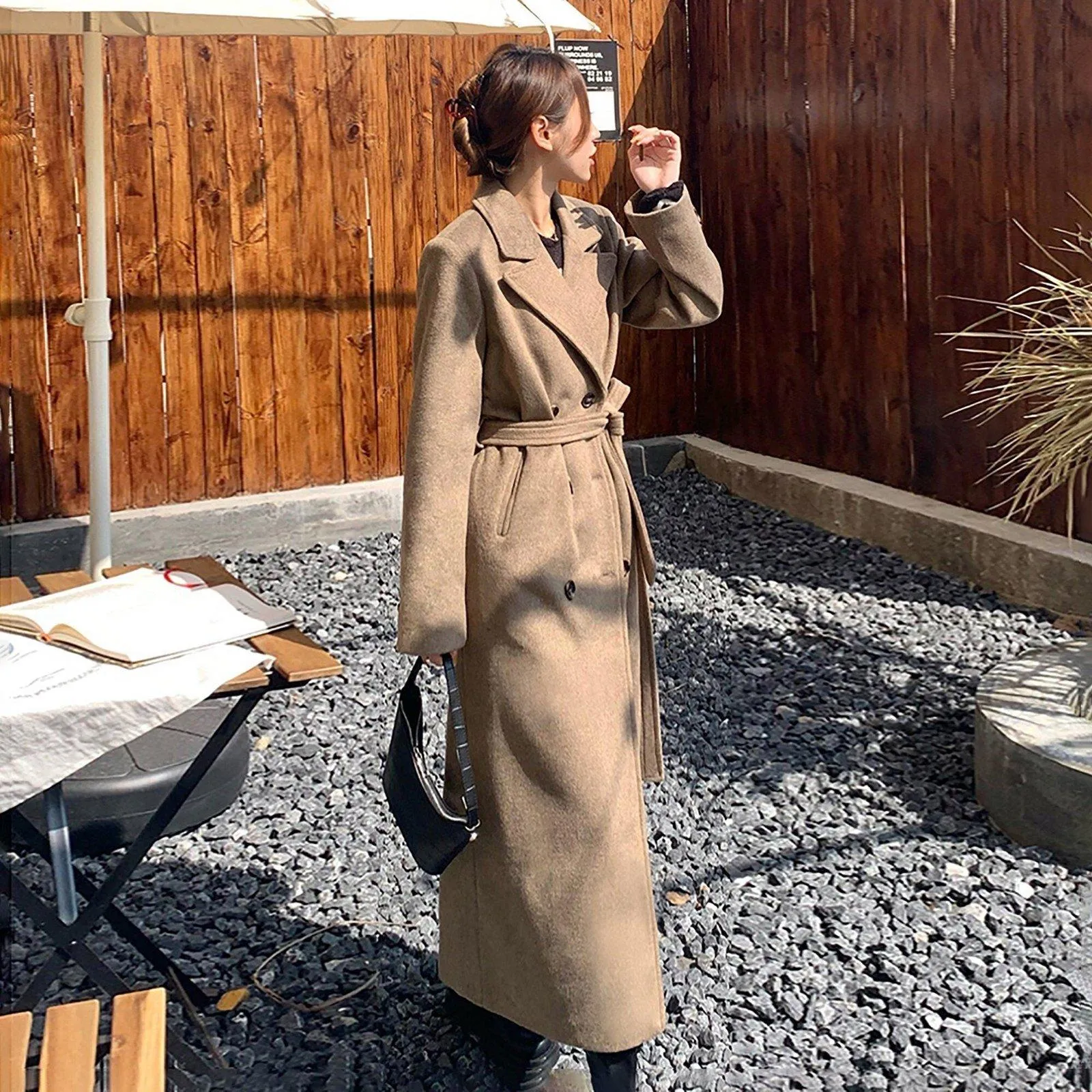 Women Long Maxi Wool Coat,Coffee Wool Long Coat,Black Full length Wool overcoat,Winter Coat women,Thicken Woolen Coat,Plus Size Reefer Coat