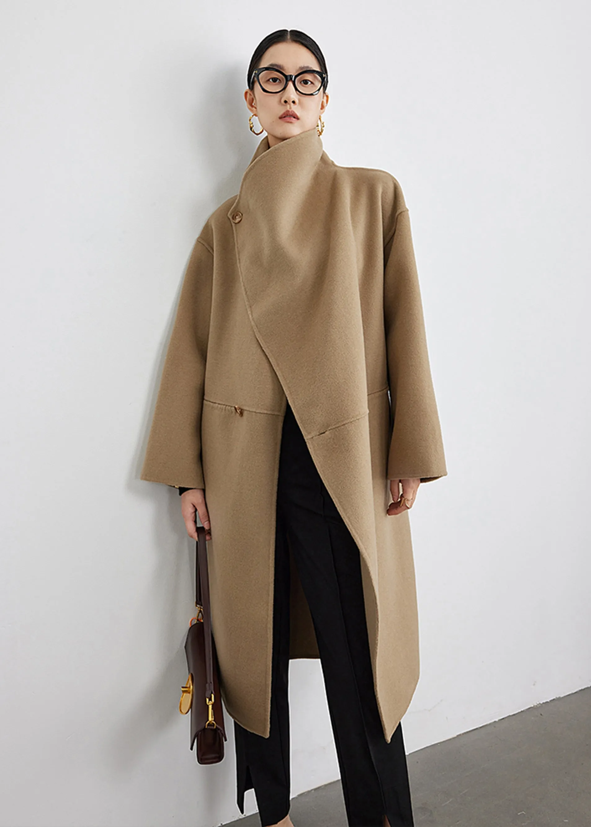 Wool Blend Spread Collar Coat