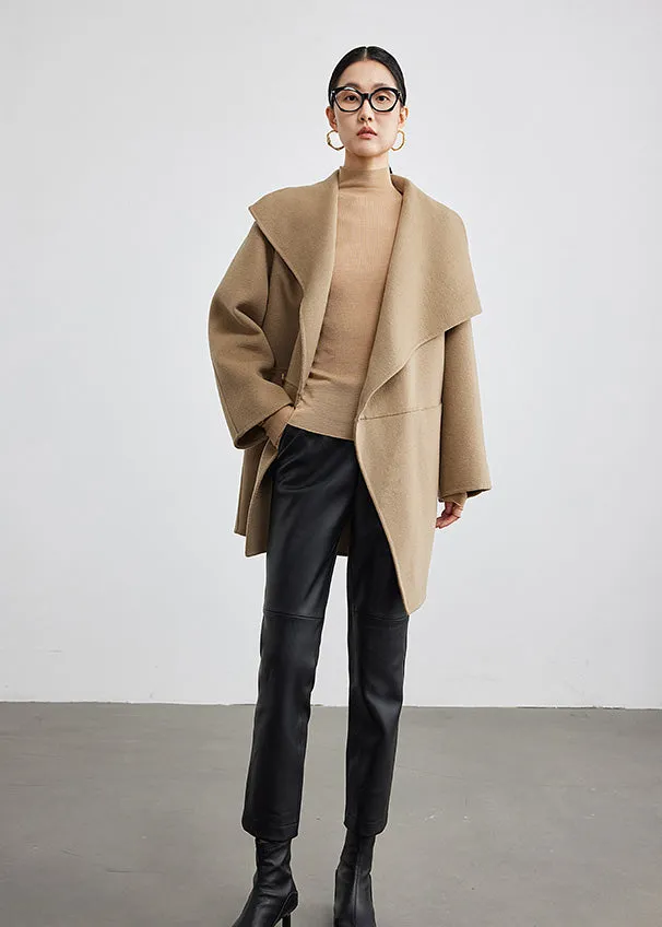 Wool Blend Spread Collar Coat