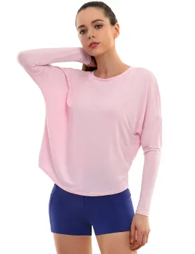 Yoga Batwing Tunic Tops lightpink