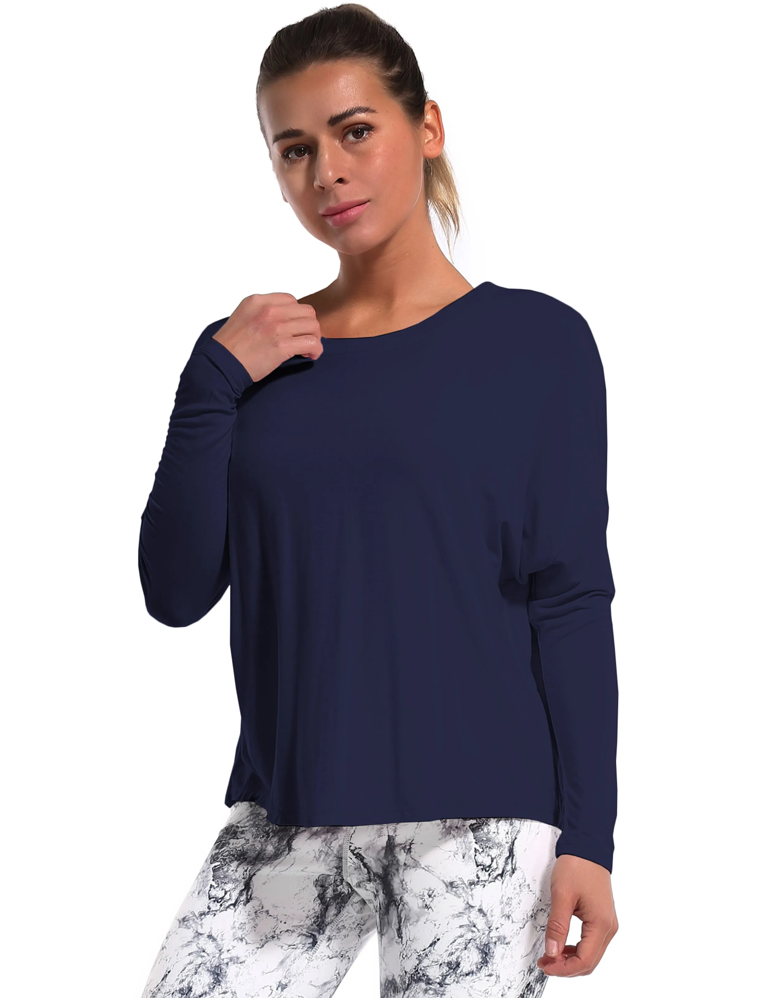 yogastudio Batwing Tunic Tops darknavy_yogastudio