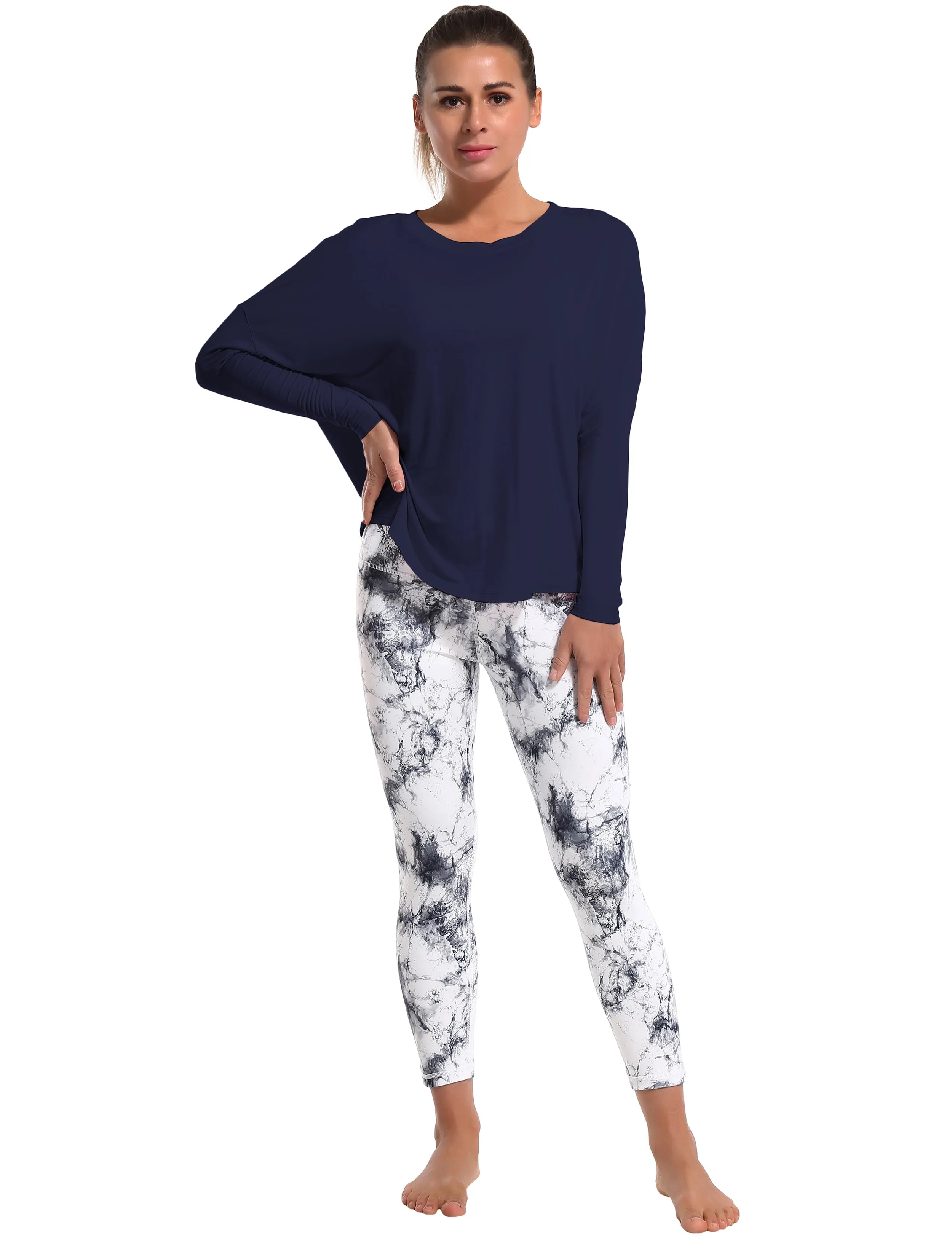 yogastudio Batwing Tunic Tops darknavy_yogastudio