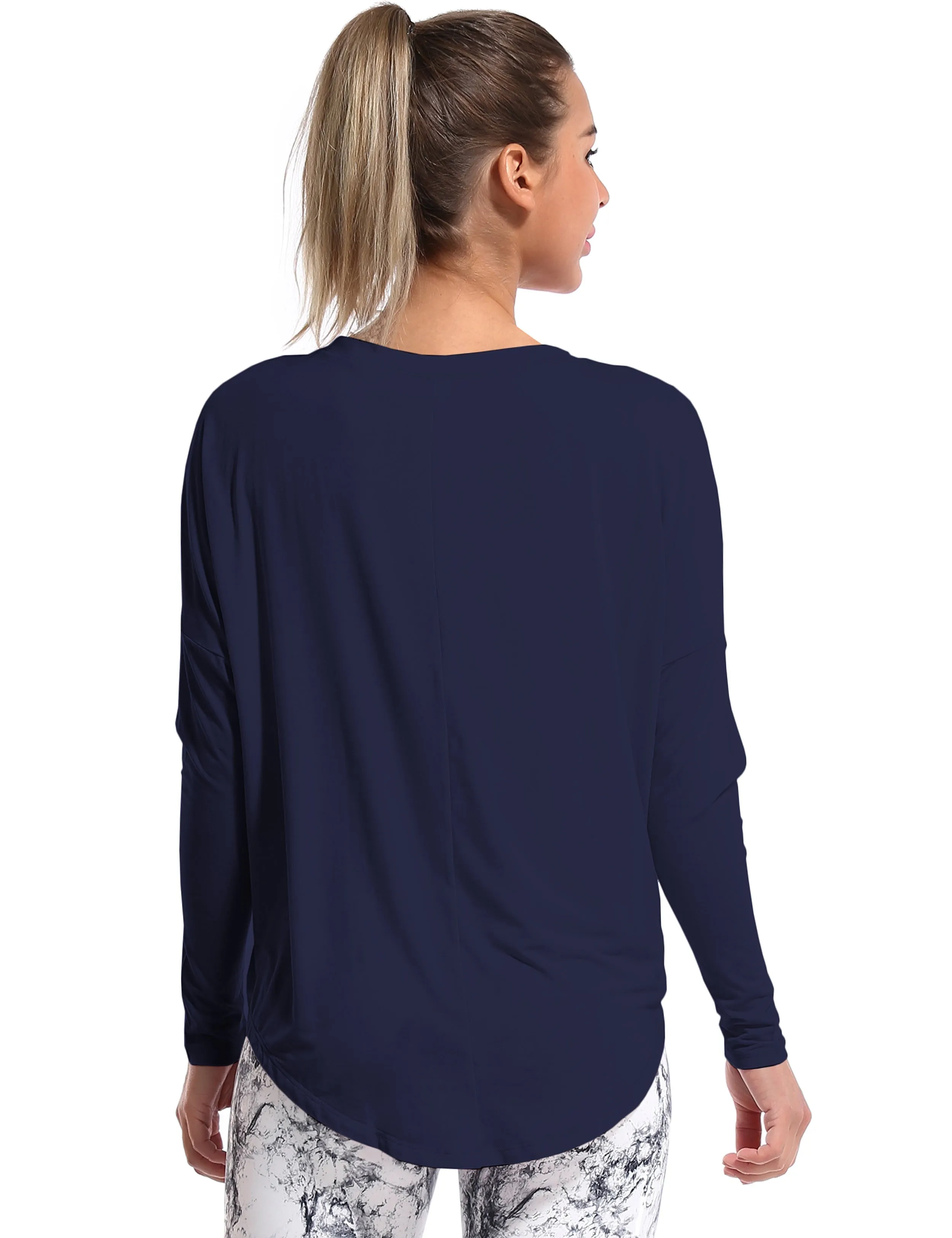 yogastudio Batwing Tunic Tops darknavy_yogastudio